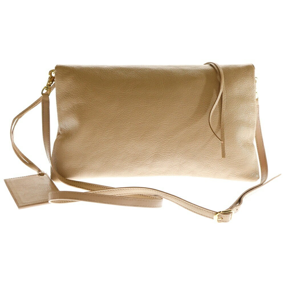 BALENCIAGA Metallic Envelope Shoulder Bag Pink Beige Tan Leather - Picture 2 of 6